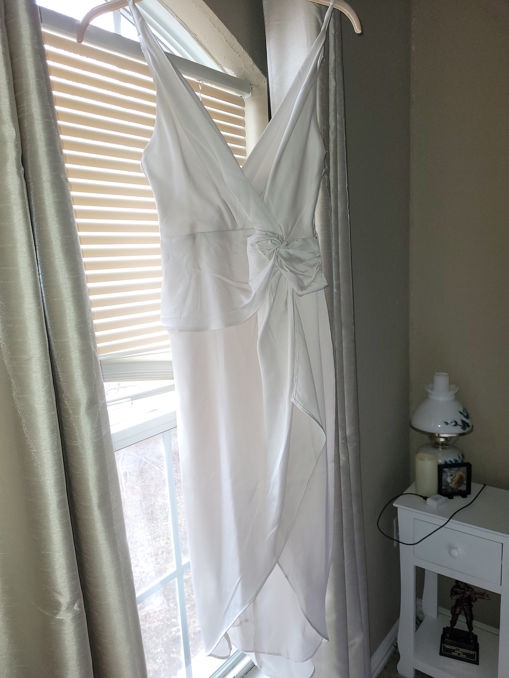 White Wrap-Look Midi Dress